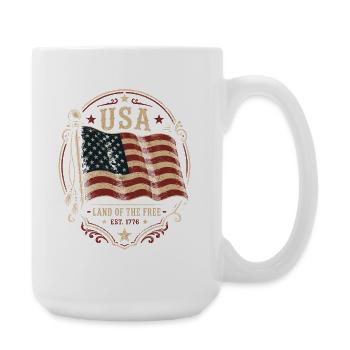 Insigne vintage du drapeau américain - Grande tasse 440 ml - blanc - Droite