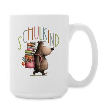 Süßer Bär Schulkind Einschulung Junge Mädchen - Große Tasse 440 ml - Weiß - Rechts