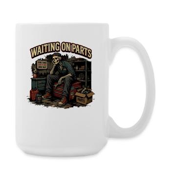 Mechanic Humor Skeleton Garage Gift - Large Mug 440 ml - white - Right