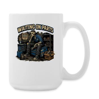 Mechanic Humor Skeleton Garage Gift - Large Mug 440 ml - white - Right