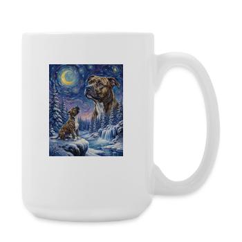 Howling to the Moon Hund Staffordshire Terrier - Große Tasse 440 ml - Weiß - Rechts