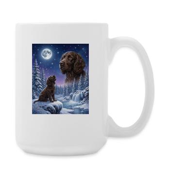 Hurlant au chien de la Lune American Water Spaniel - Grande tasse 440 ml - blanc - Droite
