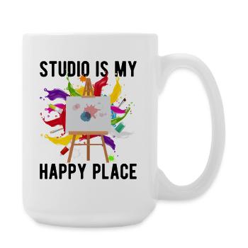 Cool Artist Studio est mon cadeau de peintre Happy Place - Grande tasse 440 ml - blanc - Droite