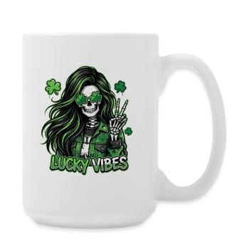 Squelette Lucky Vibes avec un look vert - Grande tasse 440 ml - blanc - Droite