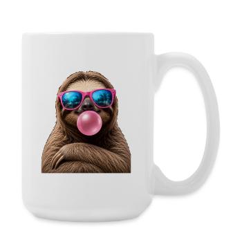 Faultier Kaugummi Sonnenbrille Lustiges Motiv - Große Tasse 440 ml - Weiß - Rechts