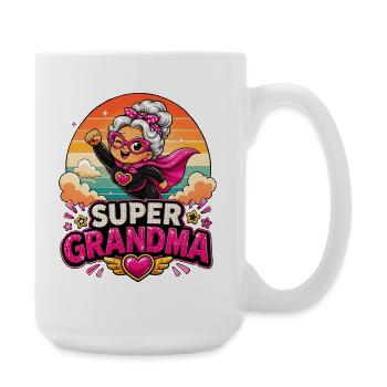 Super Grandma - Funny Superhero Granny Comic Hero - Large Mug 440 ml - white - Right