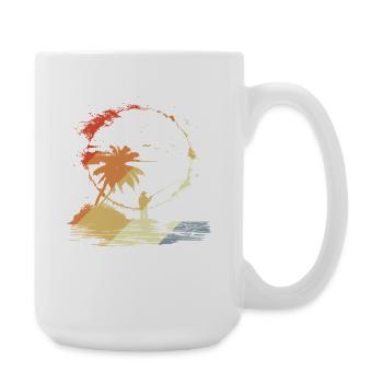 Vintage Fishing Drawing - Large Mug 440 ml - white - Right