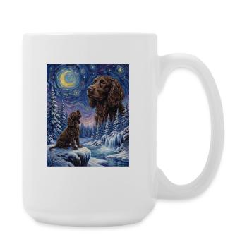 Hurlant au chien de la Lune American Water Spaniel - Grande tasse 440 ml - blanc - Droite