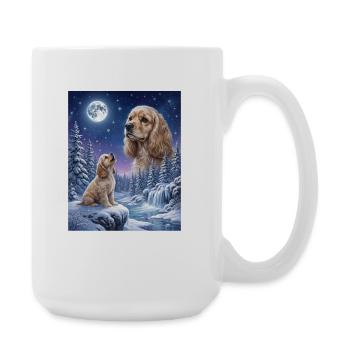 Hurlement vers la Lune Mème Animal Chien Cocker Spaniel - Grande tasse 440 ml - blanc - Droite