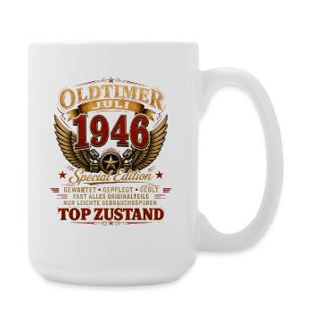 80. Geburtstag Geschenk Mann Oldtimer Juli 1946 - Große Tasse 440 ml - Weiß - Rechts