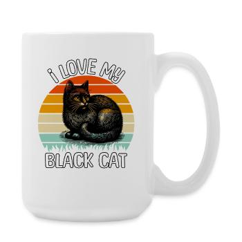 funny black cat - Large Mug 440 ml - white - Right