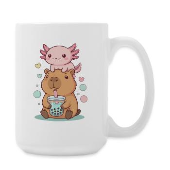 Capybara de Kawaii avec bubble tea à l’axolotl - Grande tasse 440 ml - blanc - Droite