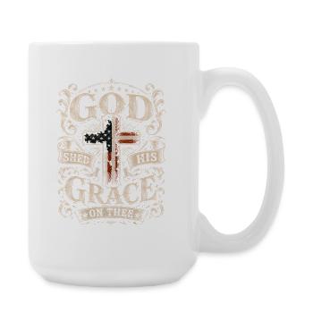 Gottes Gnade Kreuz Design - Große Tasse 440 ml - Weiß - Rechts