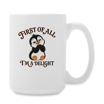 Cute Penguin Cartoon Joy Saying - Large Mug 440 ml - white - Right