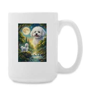 Hurlant à la Lune Mème Chien Bichon Frisé - Grande tasse 440 ml - blanc - Droite