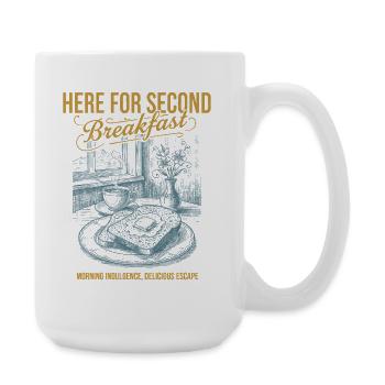 Frühstück hier für das zweite Frühstück lustiger Brunch - Große Tasse 440 ml - Weiß - Rechts