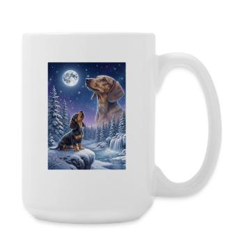 Howling to the Moon Meme Hund Dackel - Große Tasse 440 ml - Weiß - Rechts