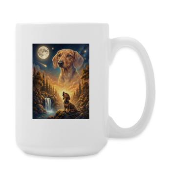 Howling to the Moon Meme Hund Dackel - Große Tasse 440 ml - Weiß - Rechts