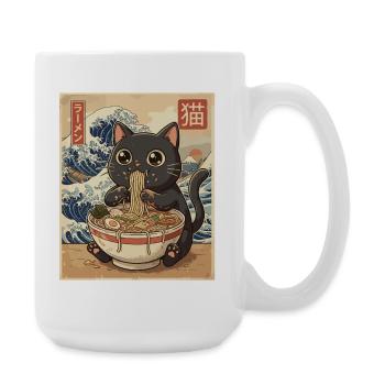 Kawaii Cat Ramen Wave - Large Mug 440 ml - white - Right