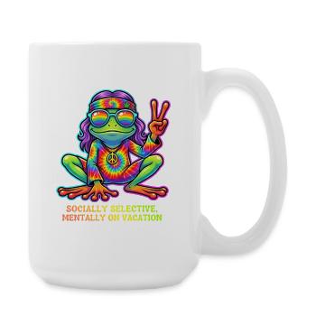Grenouille en tie-dye : Paix et vacances - Grande tasse 440 ml - blanc - Droite