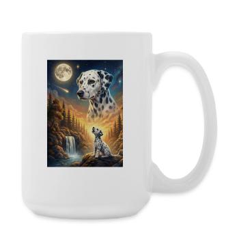 Howling to the Moon Meme Hund Dalmatiner - Große Tasse 440 ml - Weiß - Rechts