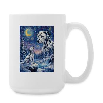 Howling to the Moon Meme Hund Dalmatiner - Große Tasse 440 ml - Weiß - Rechts