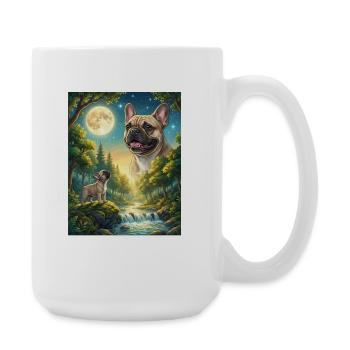 Howling to the Moon Hund Französische Bulldogge - Große Tasse 440 ml - Weiß - Rechts