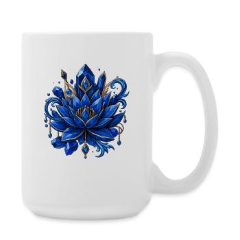 Azurblauer Lotus Edelsteinornament - Große Tasse 440 ml - Weiß - Rechts