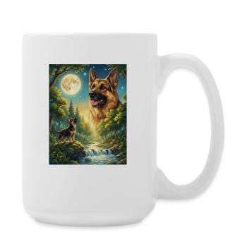 Howling to the Moon Hund Deutscher Schäferhund - Große Tasse 440 ml - Weiß - Rechts