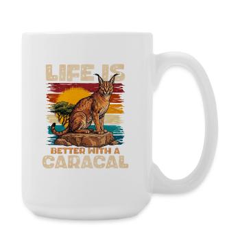 La vie est meilleure avec un caracal. - Grande tasse 440 ml - blanc - Droite