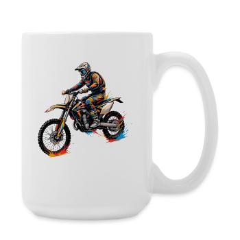 Farbexplosion Motocross Action - Große Tasse 440 ml - Weiß - Rechts