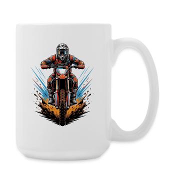 Graphique d’attaque frontale du motard - Grande tasse 440 ml - blanc - Droite