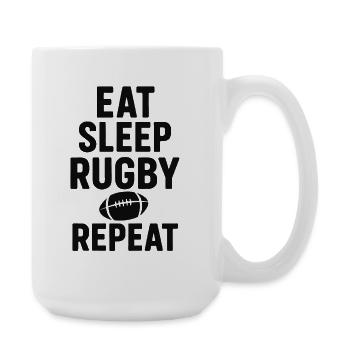 Manger dormir rugby répéter - Grande tasse 440 ml - blanc - Droite