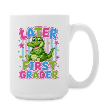Auf Wiedersehen CP Hallo CE1 | Niedliches Krokodil - Große Tasse 440 ml - Weiß - Rechts