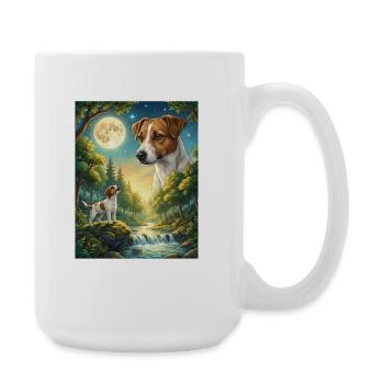 Howling to the Moon Hund Jack Russell Terrier - Große Tasse 440 ml - Weiß - Rechts