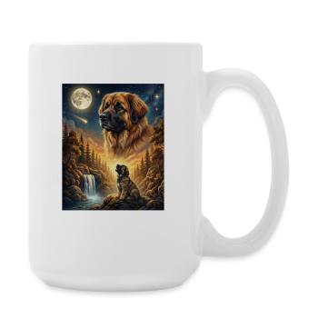 Howling to the Moon Meme Hund Leonberger - Große Tasse 440 ml - Weiß - Rechts