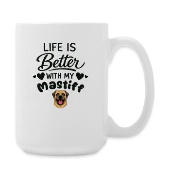 Das Leben Ist Besser Mit Meinem Mastiff-hund - Große Tasse 440 ml - Weiß - Rechts