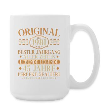Vintage 1981 Jahrgang Geboren 45. Geburtstag - Große Tasse 440 ml - Weiß - Rechts
