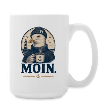 Moin Möwe Kaffee Shirt - Große Tasse 440 ml - Weiß - Rechts