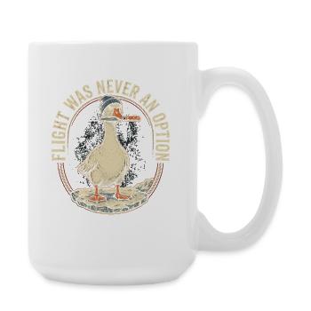 Ente mit Messer: Flug war nie Option - Große Tasse 440 ml - Weiß - Rechts