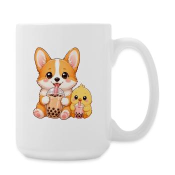 Duo mignon, chien Corgi, petit mignon - Grande tasse 440 ml - blanc - Droite