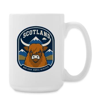 Vache des Highlands en Écosse : météo - Grande tasse 440 ml - blanc - Droite