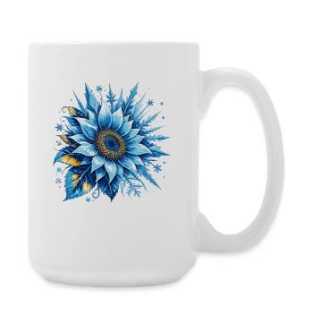 Eisblau Sonnenblume - Große Tasse 440 ml - Weiß - Rechts