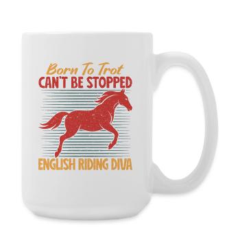 Cavalier de cheval de loisir né pour trotter à l’équitation anglaise - Grande tasse 440 ml - blanc - Droite