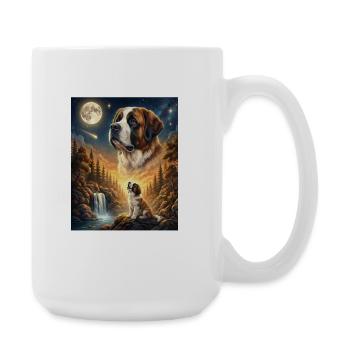 Howling to the Moon Meme Hund Bernhardiner - Große Tasse 440 ml - Weiß - Rechts