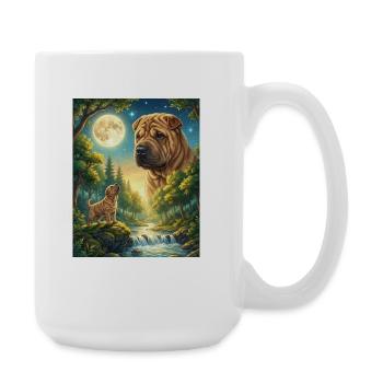 Howling to the Moon Meme Hund Shar Pei - Große Tasse 440 ml - Weiß - Rechts