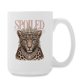 Léopard Gâté Couronne Diamants | Design Reine - Grande tasse 440 ml - blanc - Droite