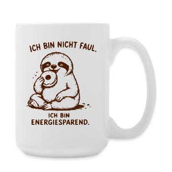 Energiesparendes Faultier: Nicht faul, sparsam - Große Tasse 440 ml - Weiß - Rechts