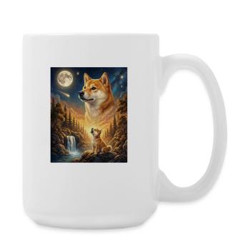 Hurler à la Lune Chien Mème Shiba Inu - Grande tasse 440 ml - blanc - Droite