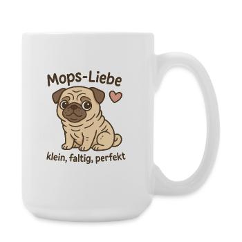 MopsLiebe: Kleiner Pug Charme - Große Tasse 440 ml - Weiß - Rechts